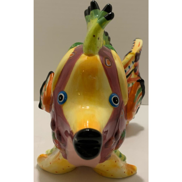 Colorful 7 Inch Tall Ceramic Fish Decorative Figure - Picture 3 of 7